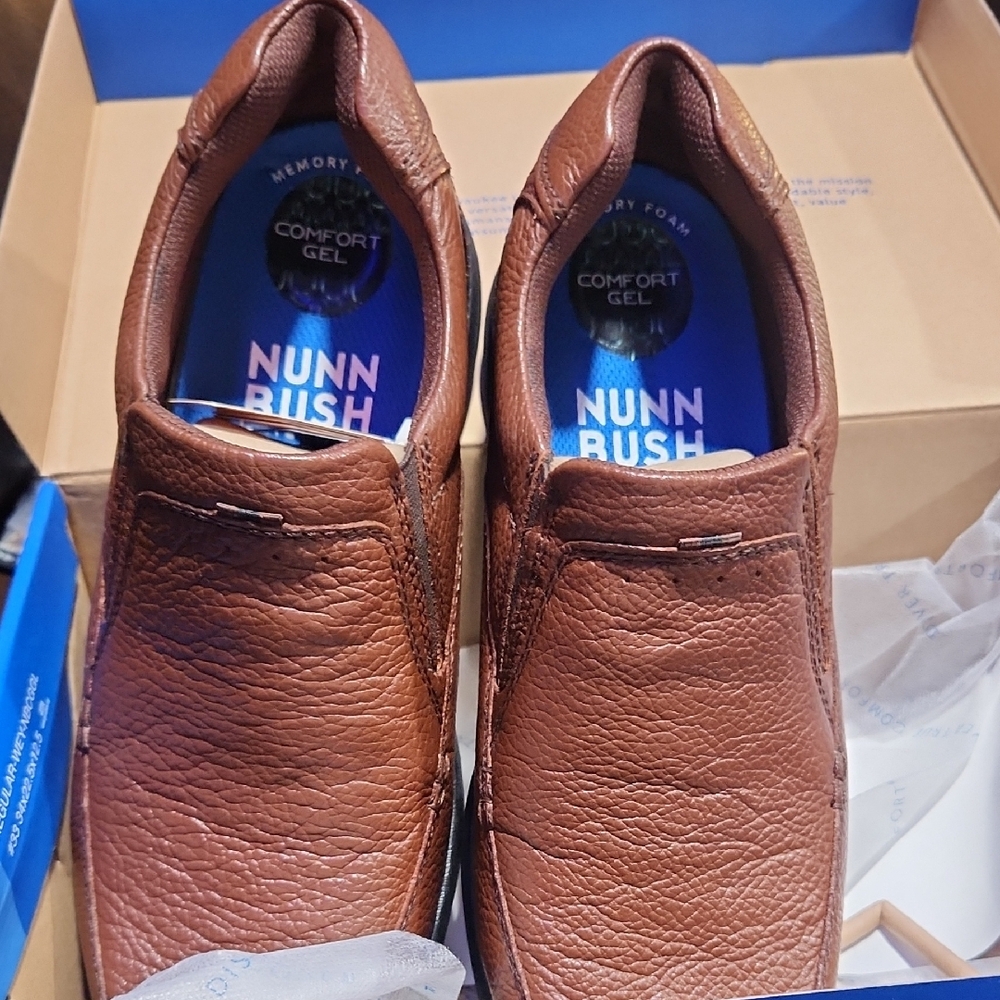 Nunn Bush Brown Leather Loafers Slip-On Comfort